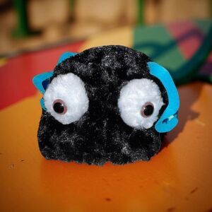 Infant Black Googly Eyes Plush Chin Strap Winter Hat